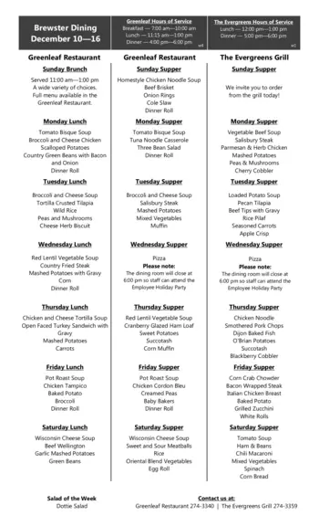 Dining menu of Brewster Place, Assisted Living, Nursing Home, Independent Living, CCRC, Topeka, KS 4
