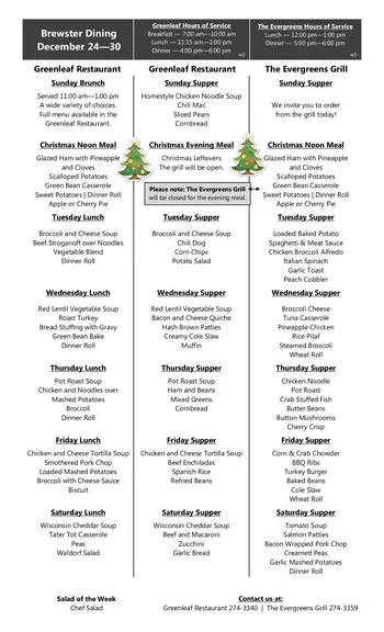 Dining menu of Brewster Place, Assisted Living, Nursing Home, Independent Living, CCRC, Topeka, KS 7