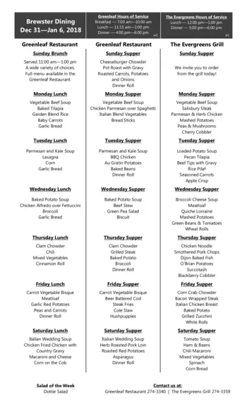 Dining menu of Brewster Place, Assisted Living, Nursing Home, Independent Living, CCRC, Topeka, KS 8