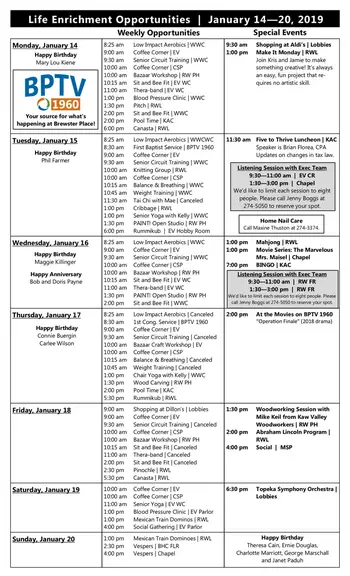 Activity Calendar of Brewster Place, Assisted Living, Nursing Home, Independent Living, CCRC, Topeka, KS 9