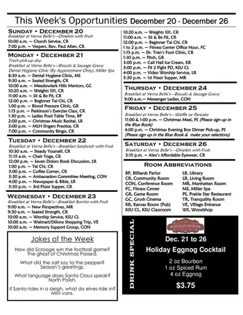 Activity Calendar of Meadowlark Hills, Assisted Living, Nursing Home, Independent Living, CCRC, Manhattan, KS 14