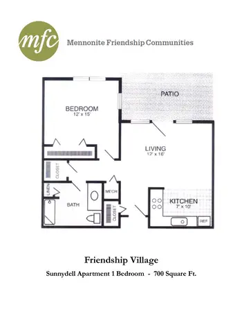 Floorplan of Mennonite Friendship, Assisted Living, Nursing Home, Independent Living, CCRC, South Hutchinson, KS 4