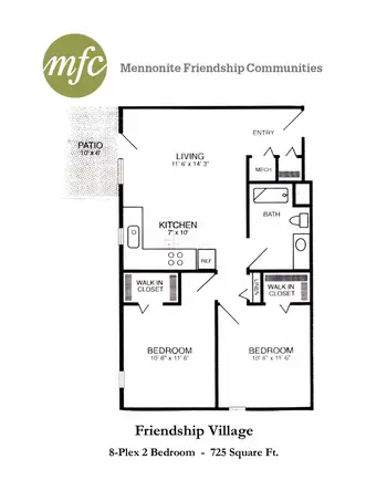 Floorplan of Mennonite Friendship, Assisted Living, Nursing Home, Independent Living, CCRC, South Hutchinson, KS 5