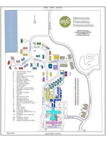 Campus Map of Mennonite Friendship, Assisted Living, Nursing Home, Independent Living, CCRC, South Hutchinson, KS 2