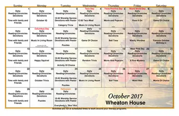Activity Calendar of Mennonite Friendship, Assisted Living, Nursing Home, Independent Living, CCRC, South Hutchinson, KS 4