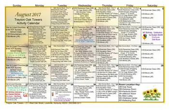 Activity Calendar of Treyton Oak Towers, Assisted Living, Nursing Home, Independent Living, CCRC, Louisville, KY 3