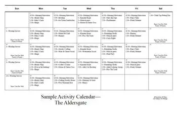 Activity Calendar of Wesley Manor, Assisted Living, Nursing Home, Independent Living, CCRC, Louisville, KY 2
