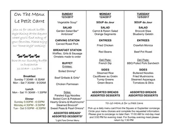 Dining menu of St. James Place, Assisted Living, Nursing Home, Independent Living, CCRC, Baton Rouge, LA 1