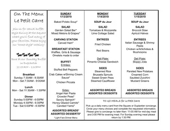Dining menu of St. James Place, Assisted Living, Nursing Home, Independent Living, CCRC, Baton Rouge, LA 7