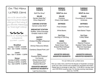 Dining menu of St. James Place, Assisted Living, Nursing Home, Independent Living, CCRC, Baton Rouge, LA 9