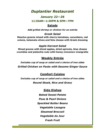Dining menu of St. James Place, Assisted Living, Nursing Home, Independent Living, CCRC, Baton Rouge, LA 12