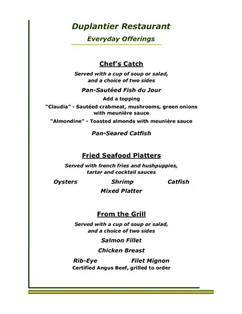 Dining menu of St. James Place, Assisted Living, Nursing Home, Independent Living, CCRC, Baton Rouge, LA 13