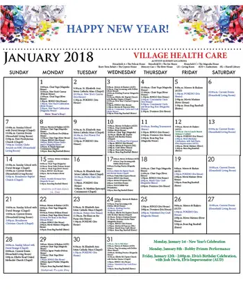 Activity Calendar of The Glen Retirement System, Assisted Living, Nursing Home, Independent Living, CCRC, Shreveport, LA 9