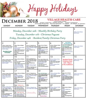 Activity Calendar of The Glen Retirement System, Assisted Living, Nursing Home, Independent Living, CCRC, Shreveport, LA 8