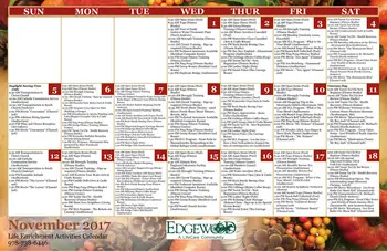 Activity Calendar of Edgewood, Assisted Living, Nursing Home, Independent Living, CCRC, North Andover, MA 1