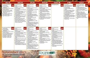 Activity Calendar of Edgewood, Assisted Living, Nursing Home, Independent Living, CCRC, North Andover, MA 2