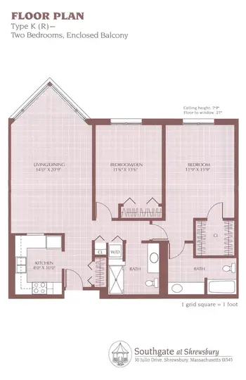Floorplan of Southgate at Shrewsbury, Assisted Living, Nursing Home, Independent Living, CCRC, Shrewsbury, MA 14