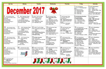 Activity Calendar of Carleton Willard Village, Assisted Living, Nursing Home, Independent Living, CCRC, Bedford, MA 1