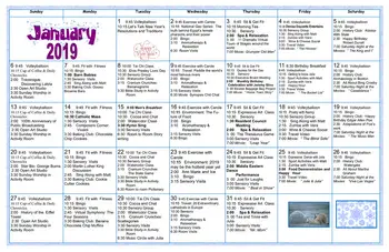Activity Calendar of Carleton Willard Village, Assisted Living, Nursing Home, Independent Living, CCRC, Bedford, MA 2