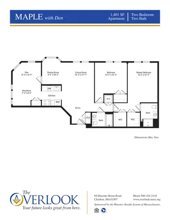 Floorplan of The Overlook, Assisted Living, Nursing Home, Independent Living, CCRC, Charlton, MA 17