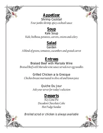 Dining menu of Thirwood Place, Assisted Living, Nursing Home, Independent Living, CCRC, South Yarmouth, MA 4