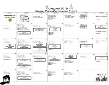 Activity Calendar of Kimball Farms, Assisted Living, Nursing Home, Independent Living, CCRC, Lenox, MA 1