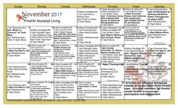 Activity Calendar of Kimball Farms, Assisted Living, Nursing Home, Independent Living, CCRC, Lenox, MA 5
