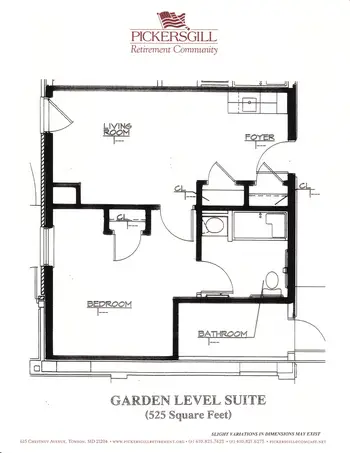 Floorplan of Pickersgill Retirement, Assisted Living, Nursing Home, Independent Living, CCRC, Towson, MD 1