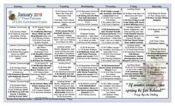 Activity Calendar of Brooke Grove Retirement Village, Assisted Living, Nursing Home, Independent Living, CCRC, Sandy Spring, MD 1