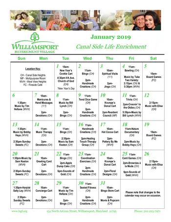 Activity Calendar of Brooke Grove Retirement Village, Assisted Living, Nursing Home, Independent Living, CCRC, Sandy Spring, MD 4