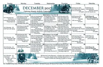 Activity Calendar of Fahrney Keedy, Assisted Living, Nursing Home, Independent Living, CCRC, Boonsboro, MD 1