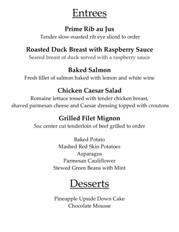 Dining menu of Mercy Ridge, Assisted Living, Nursing Home, Independent Living, CCRC, Timonium, MD 6
