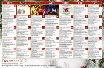 Activity Calendar of Kensington Park Senior Living, Assisted Living, Nursing Home, Independent Living, CCRC, Kensington, MD 1