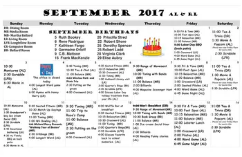 Activity Calendar of Granite Hill Estates, Assisted Living, Nursing Home, Independent Living, CCRC, Hallowell, ME 11