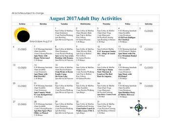 Activity Calendar of Tall Pines Retirement Community, Assisted Living, Nursing Home, Independent Living, CCRC, Belfast, ME 2