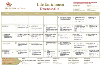 Activity Calendar of Thornton Oaks, Assisted Living, Nursing Home, Independent Living, CCRC, Brunswick, ME 1