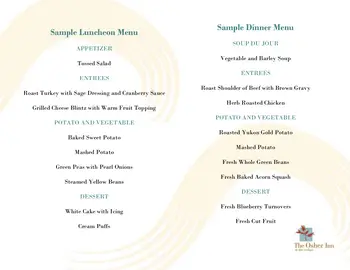 Dining menu of Thornton Oaks, Assisted Living, Nursing Home, Independent Living, CCRC, Brunswick, ME 1