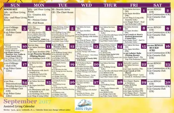 Activity Calendar of Atlantic Heights Community, Assisted Living, Nursing Home, Independent Living, CCRC, Saco, ME 2