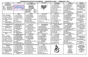 Activity Calendar of Woodhaven Retirement Community, Assisted Living, Nursing Home, Independent Living, CCRC, Livonia, MI 4