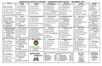 Activity Calendar of Woodhaven Retirement Community, Assisted Living, Nursing Home, Independent Living, CCRC, Livonia, MI 5