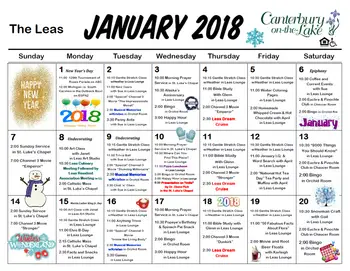 Activity Calendar of Canterbury on the Lake, Assisted Living, Nursing Home, Independent Living, CCRC, Waterford, MI 7
