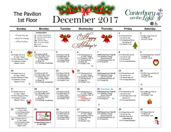 Activity Calendar of Canterbury on the Lake, Assisted Living, Nursing Home, Independent Living, CCRC, Waterford, MI 11