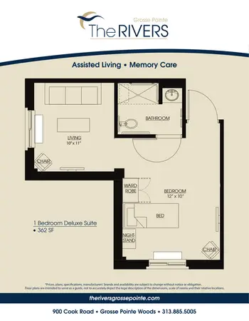 Floorplan of The Rivers Grosse Pointe, Assisted Living, Nursing Home, Independent Living, CCRC, Grosse Pointe Woods, MI 3