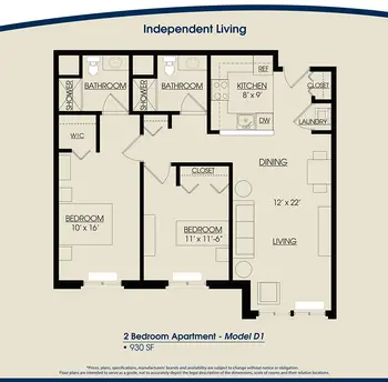 Floorplan of The Rivers Grosse Pointe, Assisted Living, Nursing Home, Independent Living, CCRC, Grosse Pointe Woods, MI 11