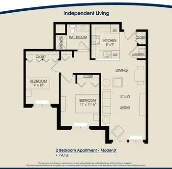 Floorplan of The Rivers Grosse Pointe, Assisted Living, Nursing Home, Independent Living, CCRC, Grosse Pointe Woods, MI 10