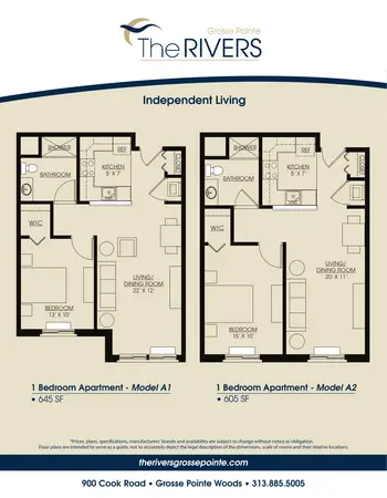 Floorplan of The Rivers Grosse Pointe, Assisted Living, Nursing Home, Independent Living, CCRC, Grosse Pointe Woods, MI 16