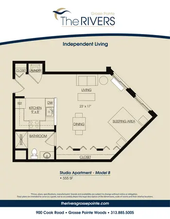 Floorplan of The Rivers Grosse Pointe, Assisted Living, Nursing Home, Independent Living, CCRC, Grosse Pointe Woods, MI 18
