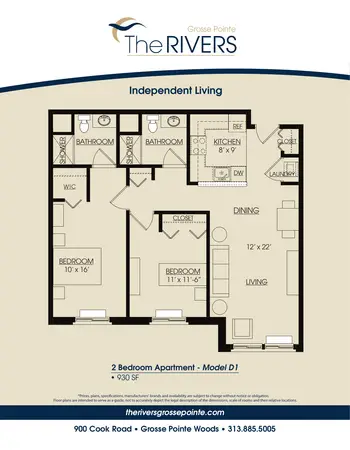 Floorplan of The Rivers Grosse Pointe, Assisted Living, Nursing Home, Independent Living, CCRC, Grosse Pointe Woods, MI 20