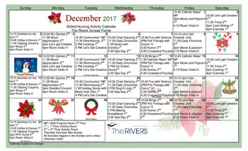 Activity Calendar of The Rivers Grosse Pointe, Assisted Living, Nursing Home, Independent Living, CCRC, Grosse Pointe Woods, MI 7
