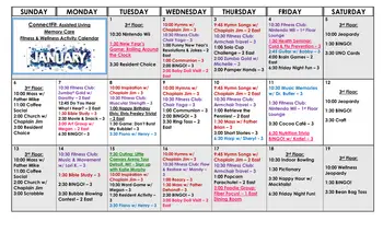 Activity Calendar of Church of Christ Care Center, Assisted Living, Nursing Home, Independent Living, CCRC, Clinton Township, MI 3